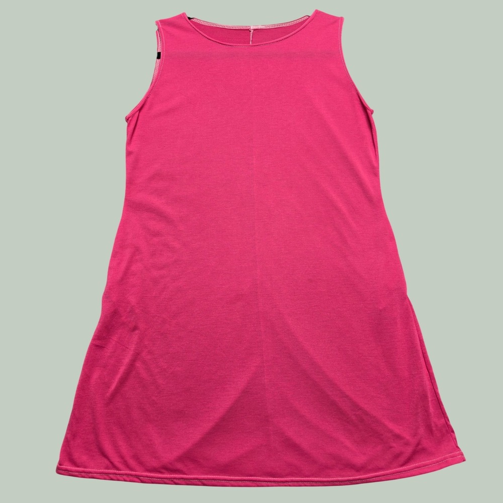 Barbiecore Tunic Travel Wear Sleeveless Pocket Tunic Top Women L Fuchsia Pink